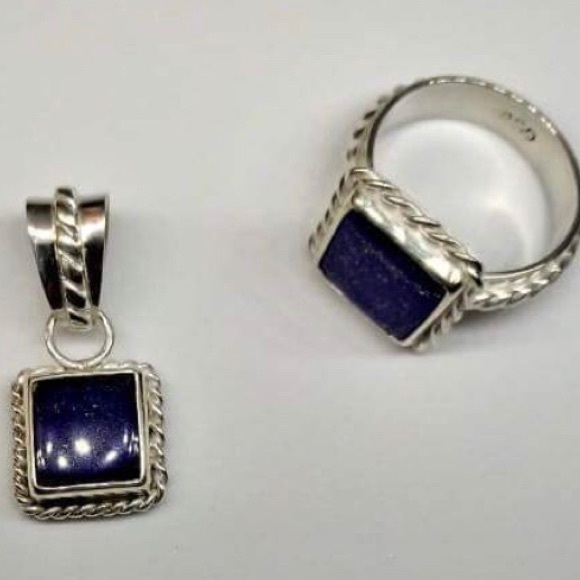 Artisan Jewelry Set - Pure 950 Silver/Lapis Lazuli - Picture 2 of 8